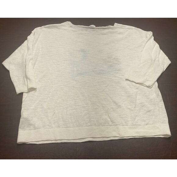 J. Jill Women’s XL Linen Cotton Lightweight Sweater Tropical Beach Scene Coastal - Picture 3 of 9